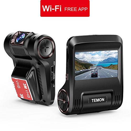 Dash Cam, TEMON Car Camera : 2.45â€LCD FHD 1080P WIFI Car Dashboard Camera DVR Recorder, with Sony Sensor, Wide Angle Lens, Night Vision, Parking mode, G-Sensor, WDR, Loop Recording, Free App