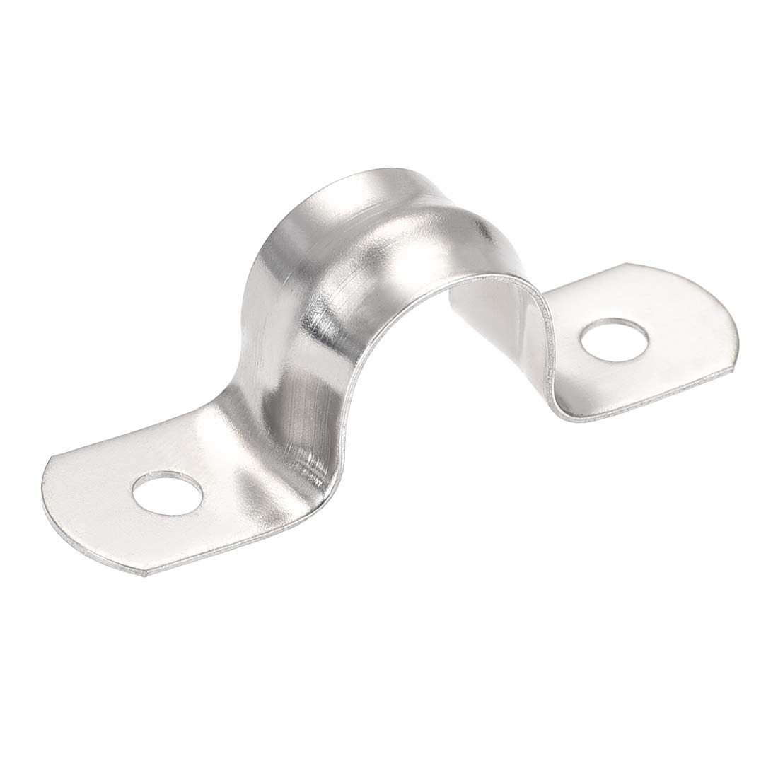 sourcing map 14mm(0.55") Rigid Pipe Strap, 2 Holes Tube Strap 201 Stainless Steel Tension Tube Clip Clamp 16pcs