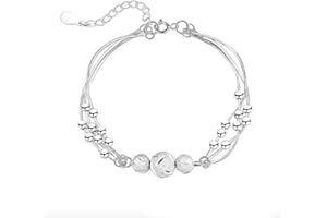 Lolvmvchi Sterling Silver Lucky Bracelet Multi-Layer Bead Bracelet for Women Adjustable Bracelet Jewelry Gifts for Women