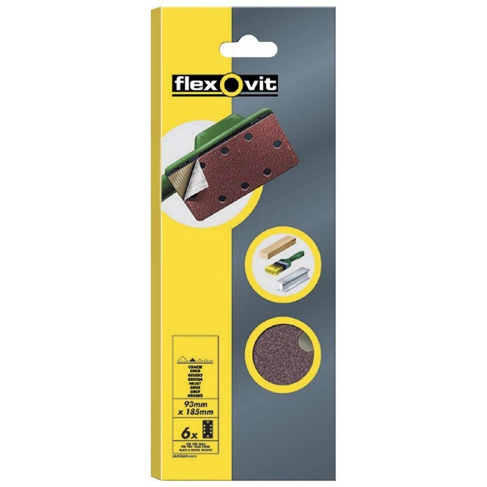 Flexovit Orbital Sander Sheets 80g Pack 6 93x185