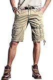 INFLATION Mens Flat Front Shorts Casual Classic Fit Cargo Shorts 100% Cotton Work Shorts with Pockets,Khaki Shorts Size 32