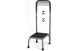 Careboda Step Stool with Handle, Adjustable Foot Stool with Non-Slip Rubber Feet, Step Stool with Handle for Elderly,Non Skid