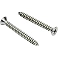 Bolt Dropper 100 Pack #4 x 1in Wood Screw - Stainless Steel Screws with Flat Head Phillips Drive - 18-8 (304) Corrosion-Resistant Screws for Indoor or Outdoor Wood Use