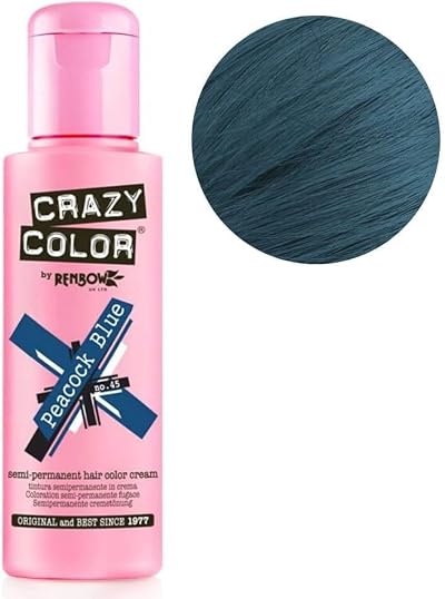 Crazy Color Peacock Blue 45 Semi-Permanent Hair Dye 100ml Vegan PETA Approved