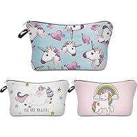 Unicorn Makeup Bag,Deanfun 3pcs/set Super Funny 3D Printing women cosmetic bag Multifuncition Pencil Holder (HZBTZ4)