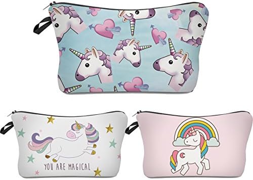 Unicorn Makeup Bag,Deanfun 3pcs/set Super Funny 3D Printing women cosmetic bag Multifuncition Pencil Holder (unicorn) (HZBTZ4)