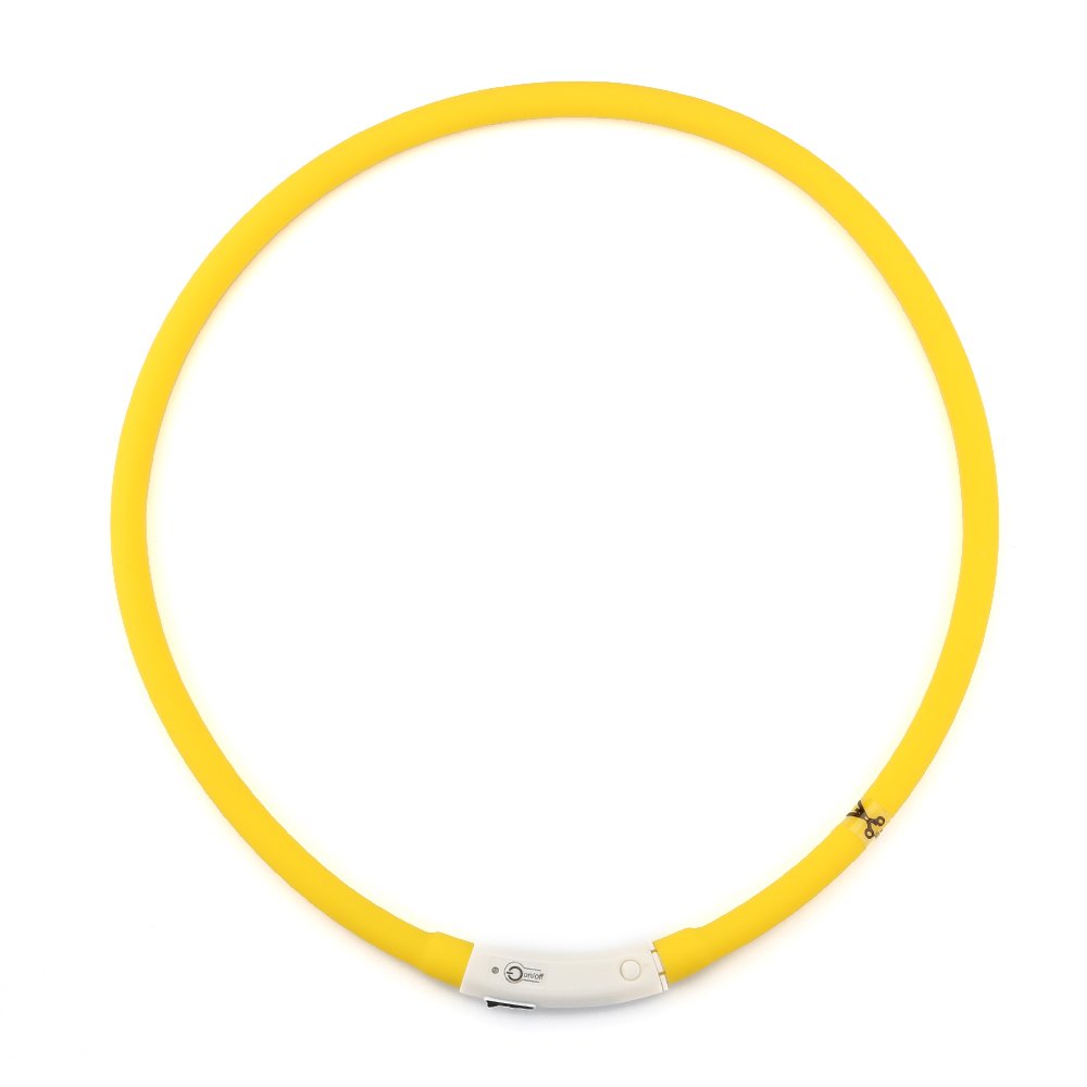 ZOGIN Collar de perro LED, collar de seguridad recargable USB para perro gato y otro animal doméstico, color amarillo