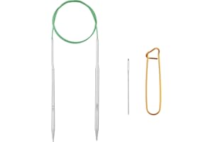 SEODON Circular Knitting Needles 40inch (100cm) Stainless Steel Knitting Needles Size US 9 (5.5mm) with 1 Sturdy Stitch Holder