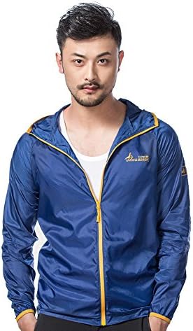 FunPoke Men's Lightweight Jacket UV Sun Protect+ Quick Dry Windproof Skin Coat,1683-Deep blue-XXXXL