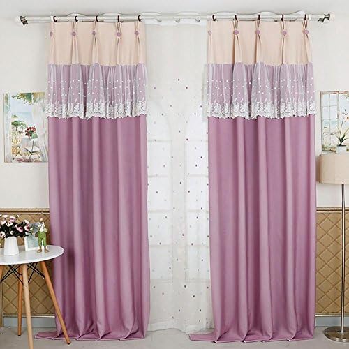 Yuan Futian Monochrome linen velvet Blackout Drapes 2 Piece (supports custom) , purple , 180cm210cm/70"82"