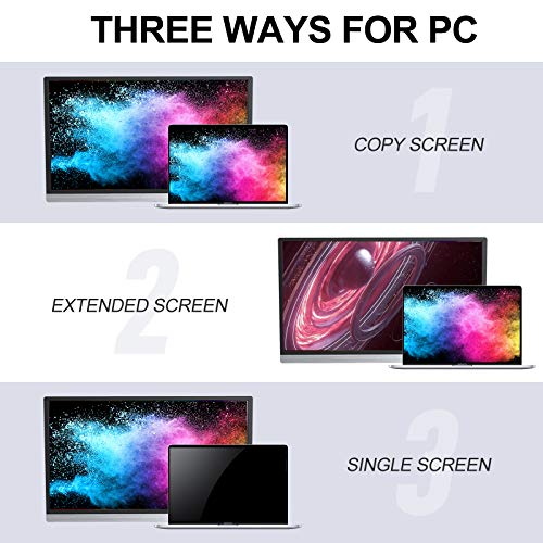 Portable Monitor - 15.6 Inch Portable Screen 1920×1080 Full HD IPS with USB-C/Type-C/Mini HDMI Suitable for Laptop, PC, MacBook Pro, Xbox, PS4, iPhone Series and Smart Phone with Type-C Full Function