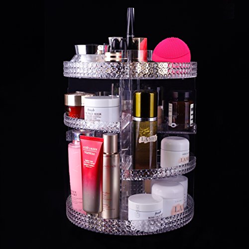 EC.TEAK Clear Acrylic Makeup Organizer 360 Degree Rotating Makeup Holder Large Capacity Storage Box(ET04) - Thumbnail 6