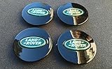 NEW SET OF 4 LAND RANGE ROVER BLACK & GREEN CENTER WHEEL EMBLEM BADGE HUB CAPS