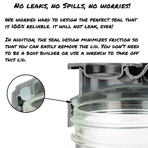 Drink, Pour, Store! Wide Mouth Mason Jar Flip Cap Lid by County Line Kitchen with Airtight, Leak-Proof Seal and Innovative Flip Cap (REGULAR MOUTH, Variety, 3 Pack) - Thumbnail 4