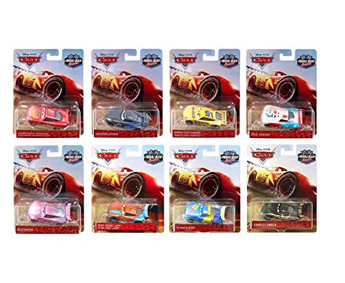Cars Fireball Beach Racers Bundle of 8 1:55 Scale Diecast Lightning McQueen Rich Mixon Paul Conrev Ryan Laney Conrad Camber Richie Gunzit Dinoco Cruz Ramirez Jackson Storm