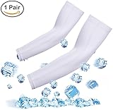 Arm Sleeves for Men Women UV Protection Anti-slip Cooling Arm Sleeves(White, L)