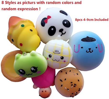 8PCS 4-9CM Squishy Foods Panda Bread Phone Charms Kawaii Slow Rising Toys Bag Pendants