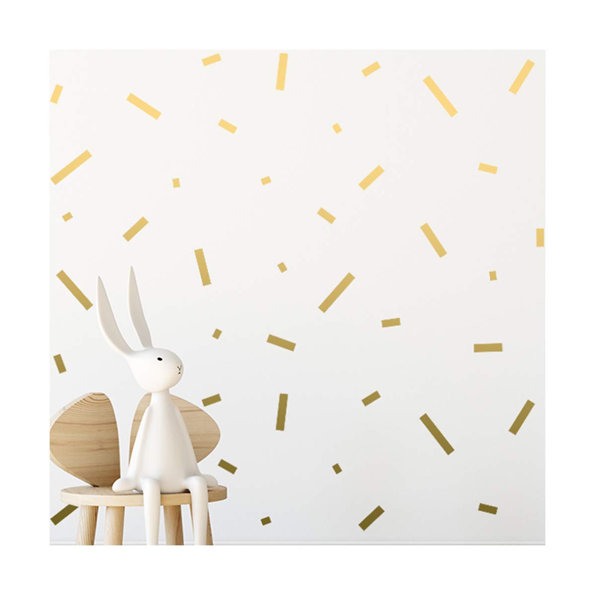 StickerDeen | Rectangle Confetti Shape Decoration Removable Wall Art Vinyl Decal Stickers | (Pack of 316) (Gold)