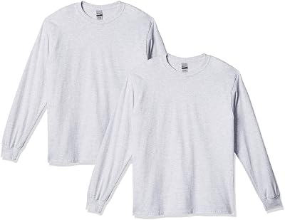 T-Shirt für Erwachsene, Ultra-Baumwolle, langärmelig, Stil G2400, Multipack, Aschgrau (2er-Pack), S
