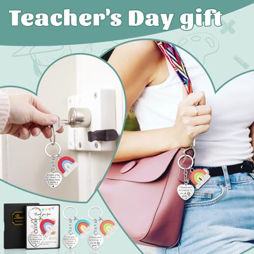 iZoeL Thank You Teacher Gifts for Women Men Best Teacher Gifts Thank You Cards Keyring Gift For Teacher End Of The Year - Graduation Gifts for Nursery Assistant Head Teacher Pre School Teacher