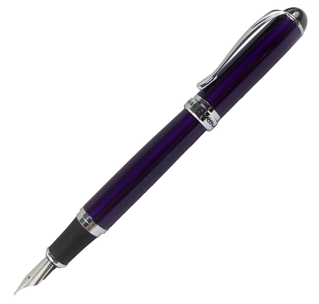 Gullor Jinhao X750 Fountain Pen Stainless Steel Medium 18KGP Nib - Purple
