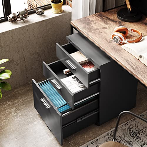 DEVAISE 3 Drawer File for Home Office, Wood Under Desk Filing