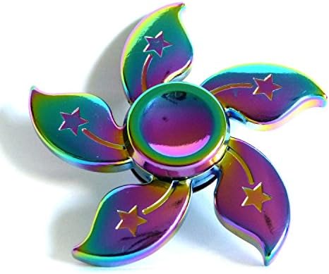 Fidget Spinner EDC Sensory Hand Toy Ideal for Stress Relief, ADD, ADHD, Autism, Focus – Unique Zinc Alloy Rainbow Color Flower Design and Durable Metal Bearings for High Top Speed, Prime Delivery