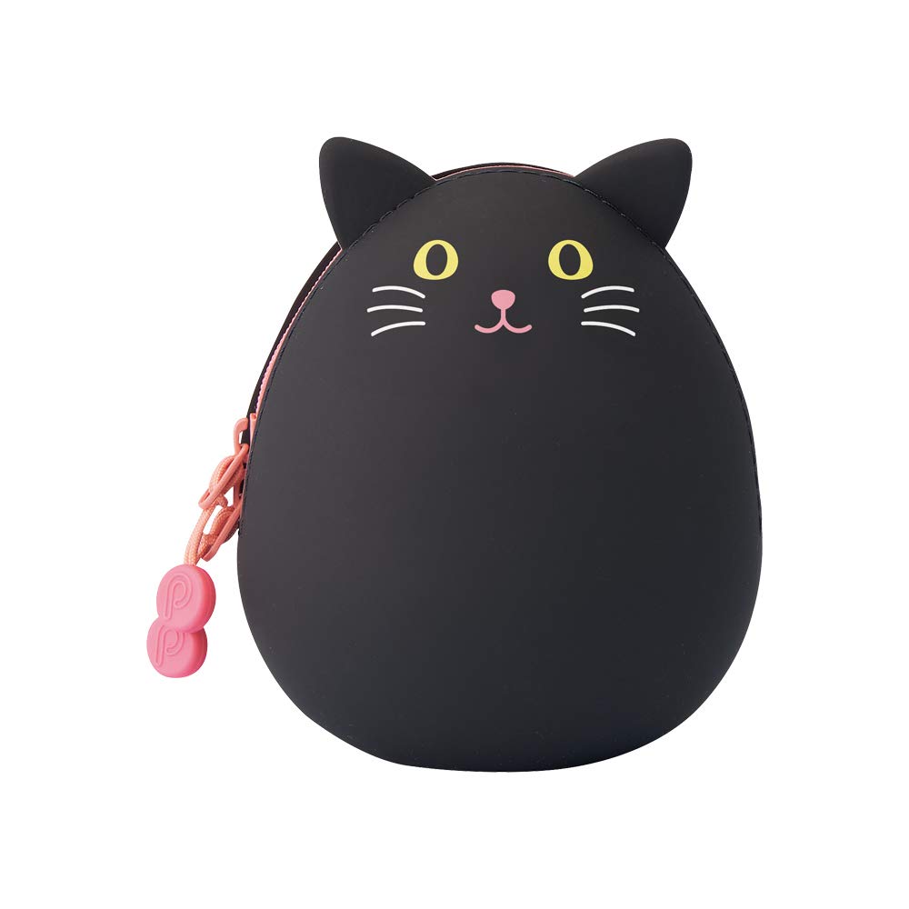 LIHITLAB PuniLabo Mini Zipper Pouch, Egg-Shaped, Black Cat (A7782-3), Medium: 2.2 Ã— 2.4 inches