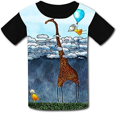 Cute Giraffe Child Pattern T-shirt soft Novelty Cool Design Girls ClothesS