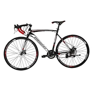 LZBIKE Bicycle XC550 700C 54cm Road Bikes 21 Speed Shift Left 3 Right 7 Frame Road Bicycle Black/White