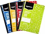 AmazonBasics Wide Ruled Composition Notebook, 100 Sheet, Assorted Marble Colors, 4-Pack