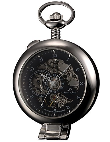 KS-KSP063, Men s Half Hunter Hand Wind Mechanical Pocket Watch