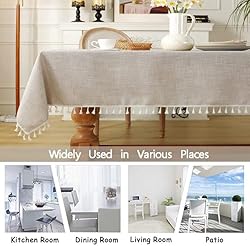 Linen Round/Square Table Cloth Waterproof Cotton