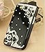 OOOUSE 3D Black Bling Crystal Rhinestone Flower Case Cover Skin for Samsung Galaxy S3 SIII i9300 with Screen Protector & Stylus & Cleaning cloth