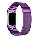AutumnFall Milanese Stainless Steel Watch Band Strap Bracelet + HD Film for Fitbit Charge 2 (Purple)