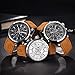 FOVICN Men's  Fashion Business Quartz Watch with Brown Leather Strap Chronograph Waterproof Date Display Analog Sport Wrist Watches, White