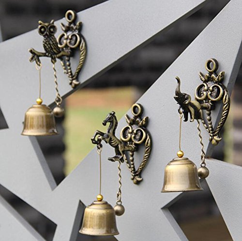 MUAMAX Antique Horse Decorative Bells, Brass Magnetic Suction Door Bells for Shopkeepers, Hanging Bell to Indoor Outdoor Garden Ornaments Gifts (Small) - Thumbnail 5