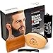 Beard Kit with Beard Brush and 2 Beard Combs Natural Beard Brush and Comb Set Made Exclusively of Wood and Genuine Boar Bristles