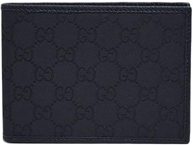 Amazon アウトレット品 グッチ Gucci グッチ 財布 1000 メンズ 二つ折り 小銭付き 横長 Ggナイロン スモールg ブラック 型押しカーフブラック 並行輸入品 Gucci グッチ 財布