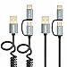 CHOETECH 2-in-1 Micro USB Type C Cable (2-Pack, Straight & Coiled), Micro USB Cable with USB C Cord Compatible with Samsung Galaxy Note9/8/S9/S8/S7/S7 Edge, LG G5/V20, Nokia 8, Nexus 5/6/ More Device