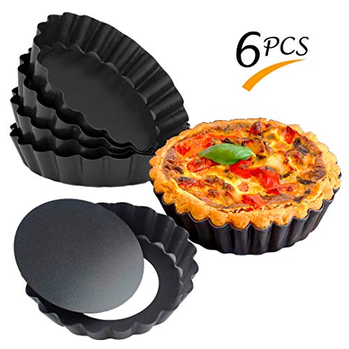 Meichu Mini Tart Pan with Removable Bottom, Nonstick Quiche Pan, 4 Inch Quiche Pan Set of 6 (4 Inch) - Thumbnail 7
