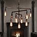 SEOL-LIGHT Barn Adjustable Pipe Chandeliers Pendant Hanging Lighting with 9 Sockets(Industrial-Style)Max 540W Metal Iron For Dinning Room,Kitchen,Foyer