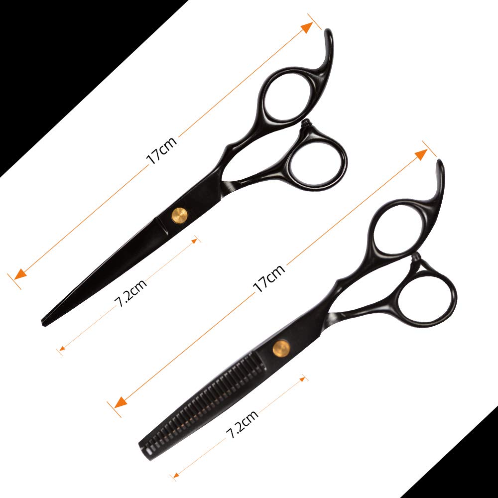 Hair Cutting Scissors Set 10 Pcs Hairdressing Scissors Kit Thinning Shears Clips Cape, Professional Barber Salon Home Shear Kit with Fine Adjustment Tension Screw Japanese Stainless Steel : Beauty