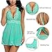 Avidlove Women V-neck Lace Babydoll Mesh Chemise Sleepwear Sexy Open Back Lingerie Green Small