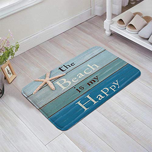 LuxSweet Doormat The Beach is My Happy Place Doormat Entrance Mat Floor Mat Rug Outdoor Home