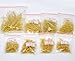 800 PC Mixed Sizes Gold Plated Eye Pins Findings Head Pins, 2.1mm Hole, 0.7mm Thick, DIY Jewelry Making