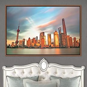 signwin Framed Canvas Wall Art City Illuminations Aerial...