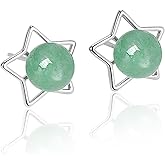 Jade Earrings Studs,Green Jade Earrings for Women,925 Sterling Silver Earrings Studs for Sensitive Ears,Handmade Jade Earrings for Birthday Anniversary