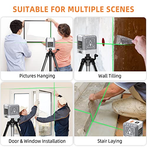Laser Level, Towallmark Self-Leveling Green Cross Line Laser, ±2.5mm/5m Accuracy, 2 Modules & 3 Brightness Adjustable, 360° Magnetic Base and 4 Batteries Included