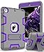 TOPSKY Compatible with Built-in Kick Stand 3 Layers Armor Case for iPad Mini,Mini 2 and Mini 3 Bundle Grey/Purple